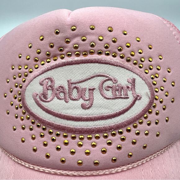 Baby Girl y2k 2000s Light Pink Gold Sequined Sparkly Trucker Hat Adjustable - Picture 2 of 7
